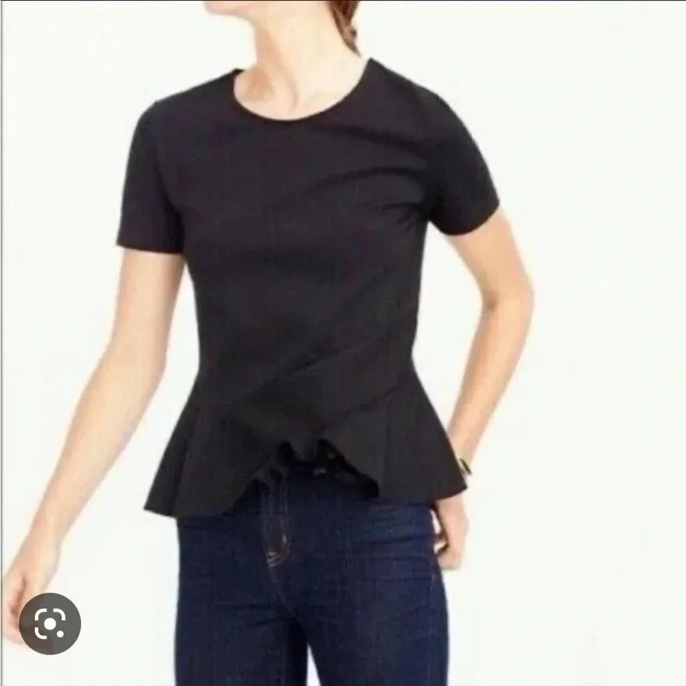 J.CREW Y2K BLACK STRUCTURED PEPLUM TOP